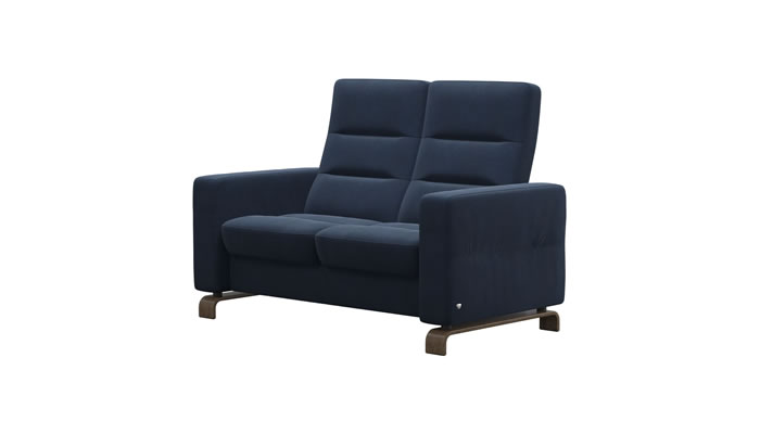 Stressless Wave 2 Seater Sofa in Begonia Dark Blue Fabric